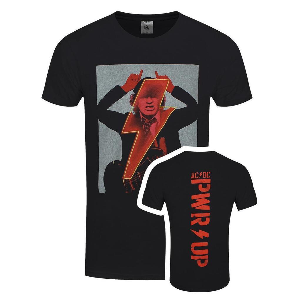 Acdc Angus Finger Horns Mens Black Tshirt 2 Sided